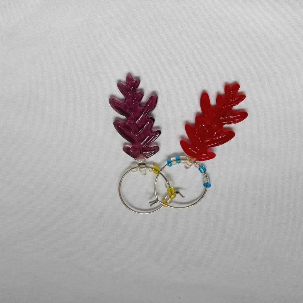 Vintage Glass Leaf Charms